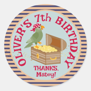 Pirate Kids Birthday Party Classic Round Sticker