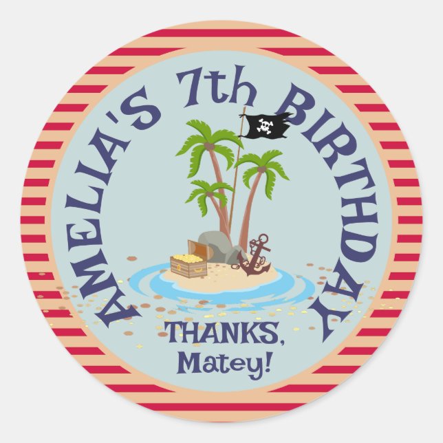 Pirate Kids Birthday Party Classic Round Sticker (Front)