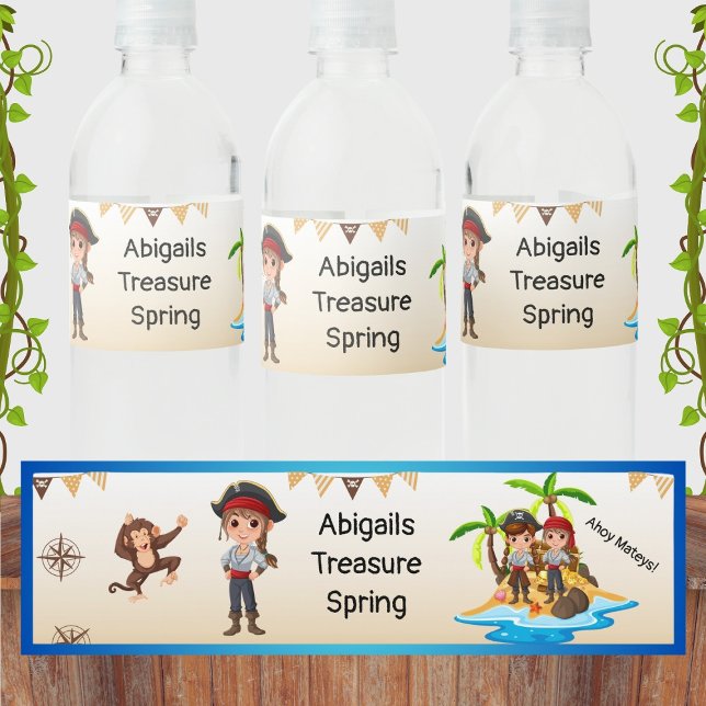 Pirate Kids Birthday Water Bottle Label (Creator Uploaded)