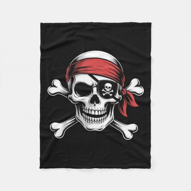 Pirate Lazy Skull Bandanna Halloween Costume Men B Fleece Blanket (Front)