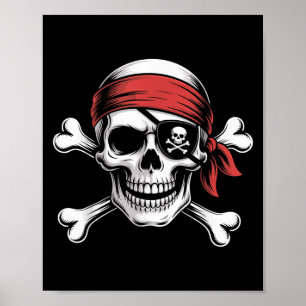 Pirate Lazy Skull Bandanna Halloween Costume Men B Poster