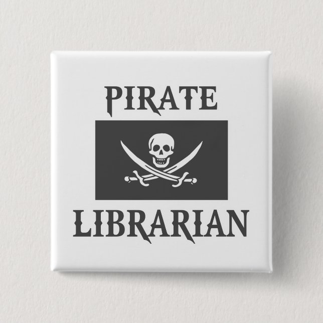 Pirate Librarian 15 Cm Square Badge (Front)