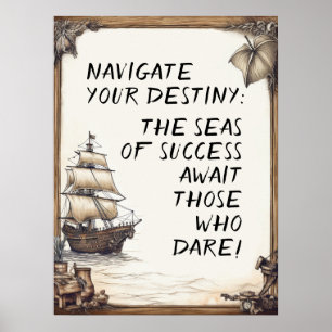 Pirate life motivational words poster