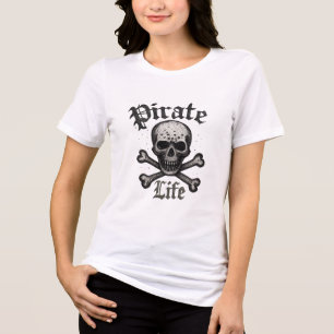 Pirate Life Skull & Crossbones Grunge Design Tri-Blend Shirt