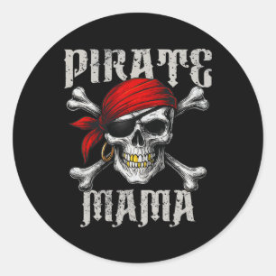 Pirate Mama Jolly Roger Flag And Skull Crossbones Classic Round Sticker