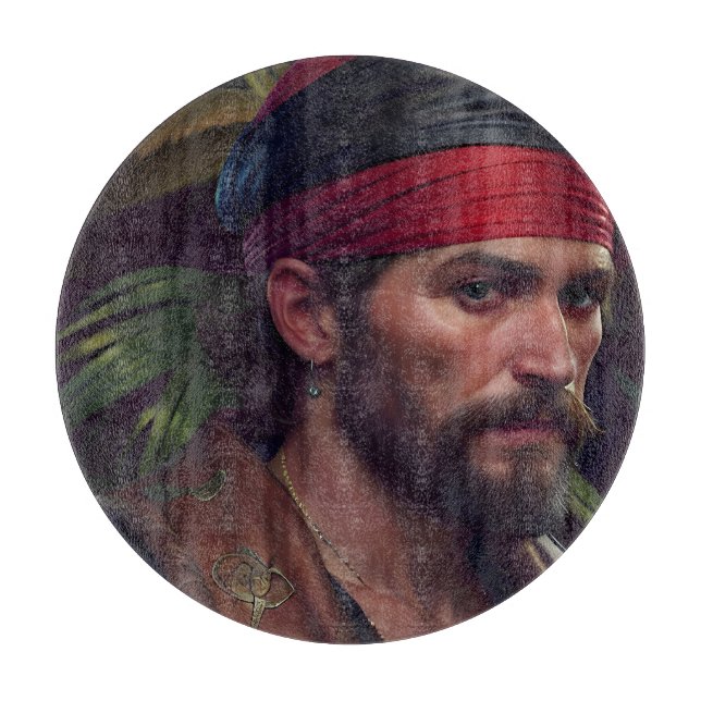 Pirate Man Red Band Tropical Cutting Board (Front)