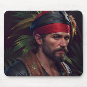 Pirate Man Red Band Tropical Mouse Pad