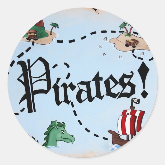 Pirate Map Classic Round Sticker (Front)