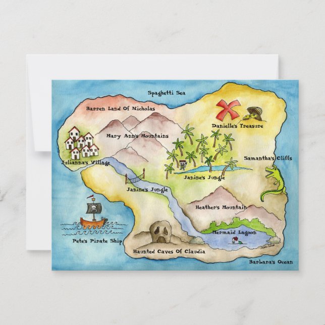 Pirate Map Party Invitation 4.25"x 5.5" (Front)