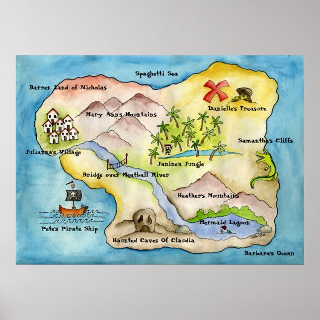Pirate Map Print - Huge Canvas (Front)