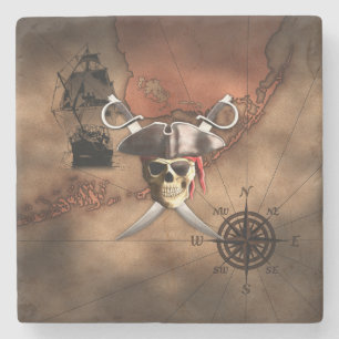 Pirate Map Stone Coaster