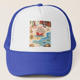 Pirate map trucker hat