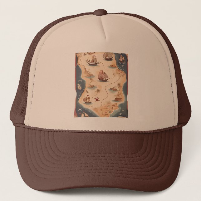 Pirate map trucker hat (Front)