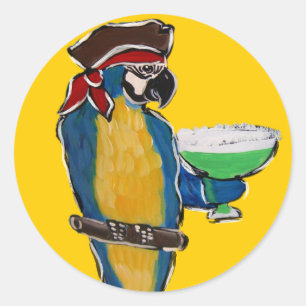 Pirate Margarita Parrot Classic Round Sticker