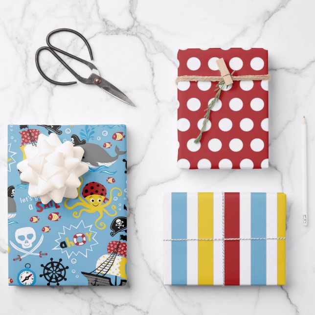 Pirate Marine Life Wrapping Paper Set (Front)