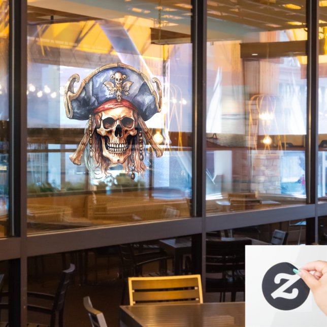 Pirate Mascot Window Cling (Restaurant Window)