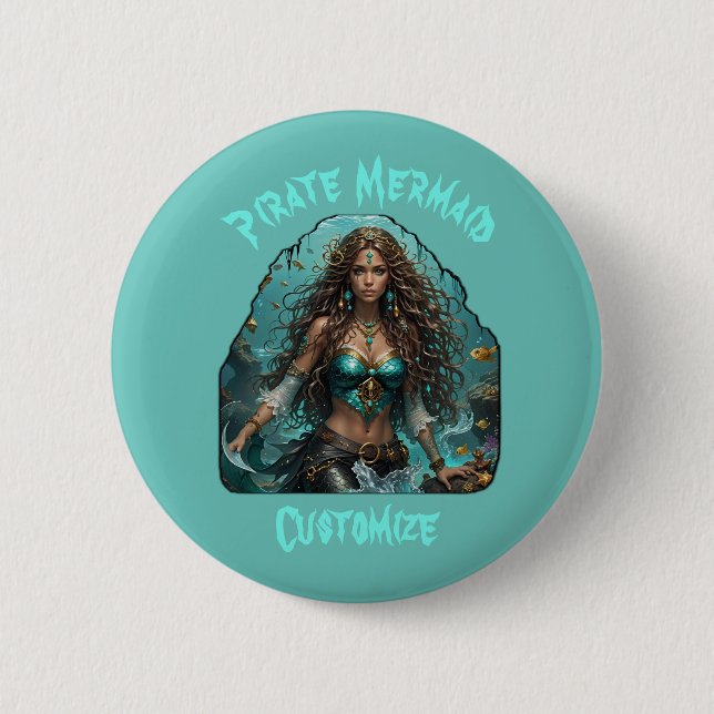 Pirate Mermaid Lady Thunder_Cove 6 Cm Round Badge (Front)