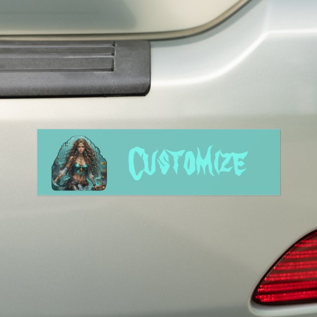 Pirate Mermaid Lady Thunder_Cove Bumper Sticker (On Car)