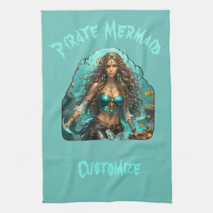 Pirate Mermaid Lady Thunder_Cove Tea Towel