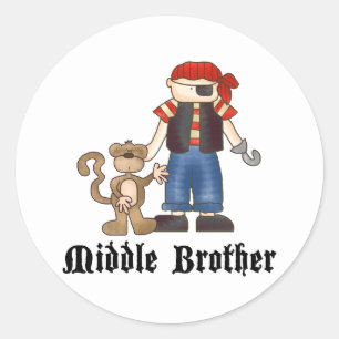 Pirate Middle Brother Classic Round Sticker