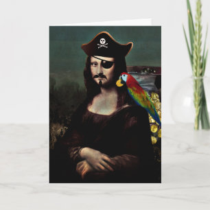 Pirate Mona Lisa with Eye Patch Holiday Card
