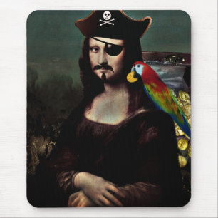 Pirate Mona Lisa with Eye Patch Mouse Pad