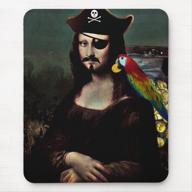 Pirate Mona Lisa with Eye Patch Mouse Pad (Front)