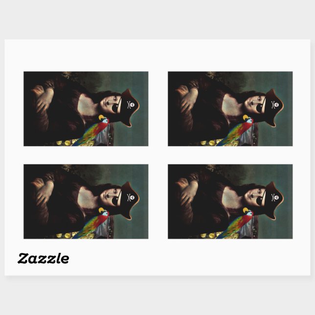 Pirate Mona Lisa with Eye Patch Rectangular Sticker (Sheet)