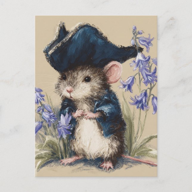 Pirate Mouse in the Flowers Postcard (Front)