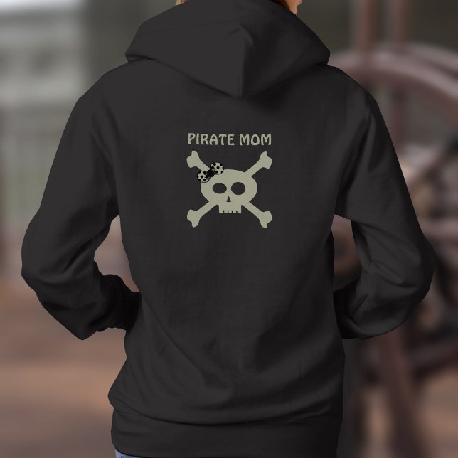 Pirate Mum Cute Skull and Crossbones Womens Hoodie (Me hearties, throw on this hoodie and sail the seas of motherhood in style!)