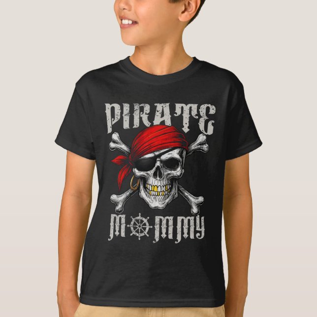 Pirate Mummy Jolly Roger Flag And Skull Crossbones T-Shirt (Front)