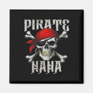 Pirate Nana Jolly Roger Flag And Skull Crossbones  Magnet