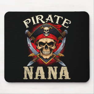 Pirate Nana Skull Jolly Roger Halloween Pirate Fam Mouse Pad