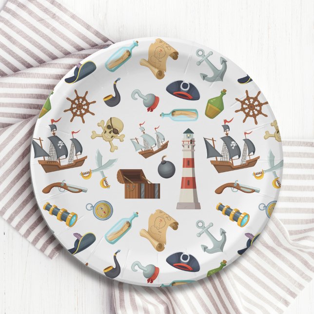 Pirate Nautical Icons Paper Plate (Creator Uploaded)