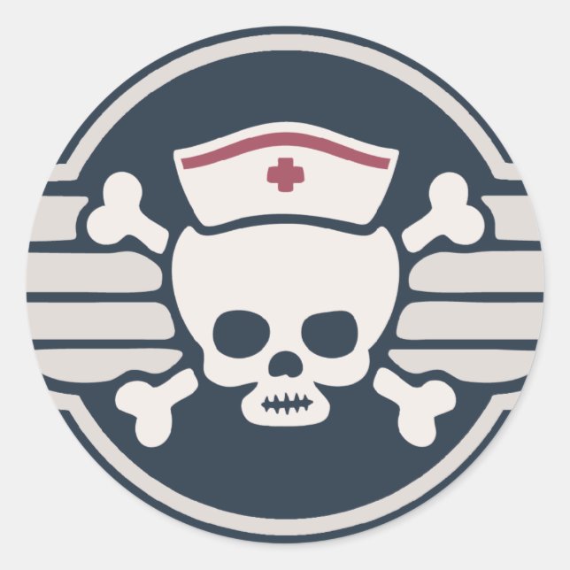 Pirate Nurse Wings III Classic Round Sticker (Front)