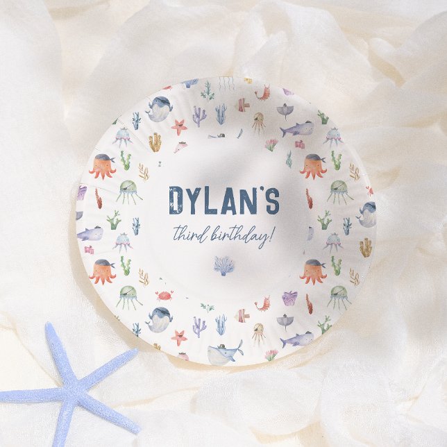 Pirate Ocean Under The Sea Boy Birthday Party Paper Plate (Creator Uploaded)