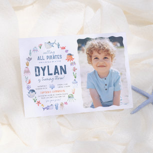 Pirate Ocean Under The Sea Boys Photo Birthday Invitation