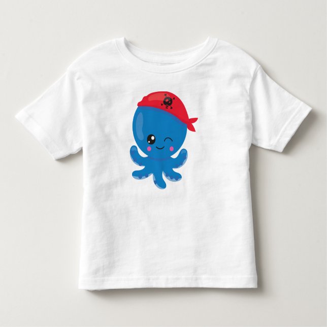 Pirate Octopus, Cute Octopus, Little Octopus Toddler T-Shirt (Front)