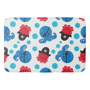 Pirate Octopus, Octopus Pattern, Sea Animals Bath Mat