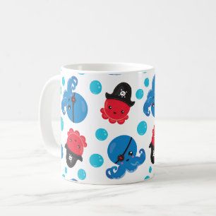 Pirate Octopus, Octopus Pattern, Sea Animals Coffee Mug