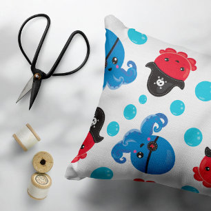 Pirate Octopus, Octopus Pattern, Sea Animals Decorative Cushion