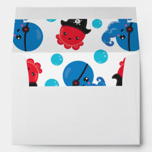 Pirate Octopus, Octopus Pattern, Sea Animals Envelope