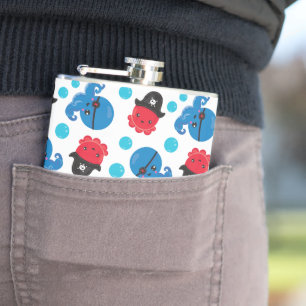 Pirate Octopus, Octopus Pattern, Sea Animals Hip Flask