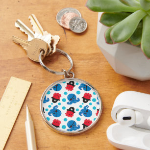 Pirate Octopus, Octopus Pattern, Sea Animals Key Ring