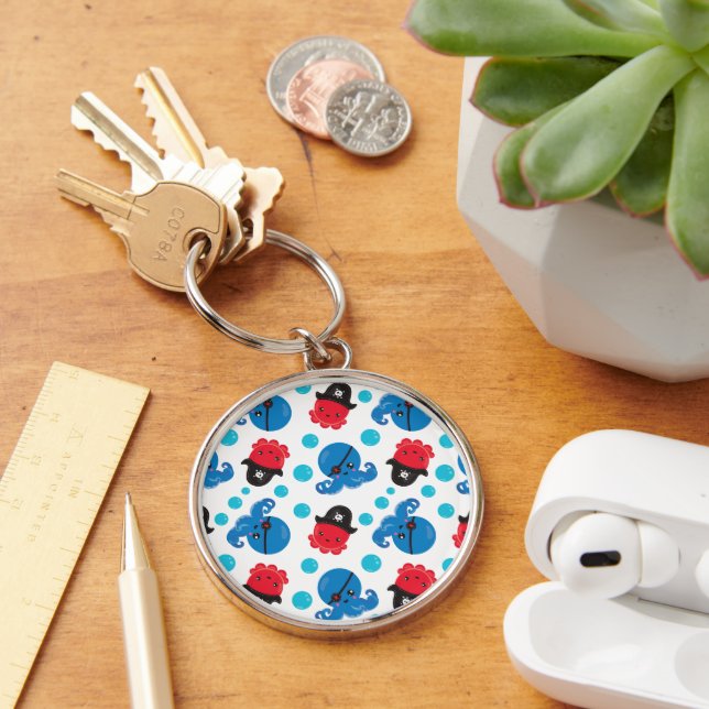 Pirate Octopus, Octopus Pattern, Sea Animals Key Ring (Desk)