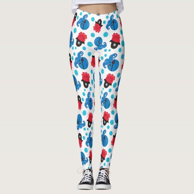 Pirate Octopus, Octopus Pattern, Sea Animals Leggings (Front)