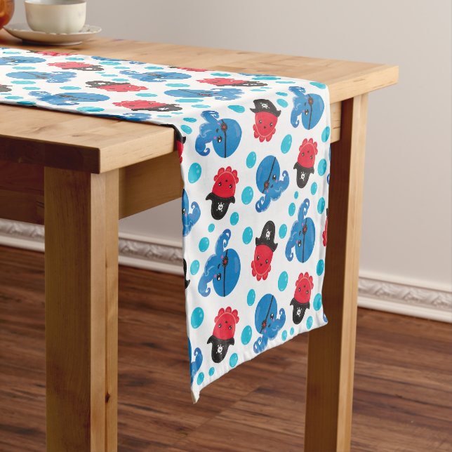 Pirate Octopus, Octopus Pattern, Sea Animals Medium Table Runner
