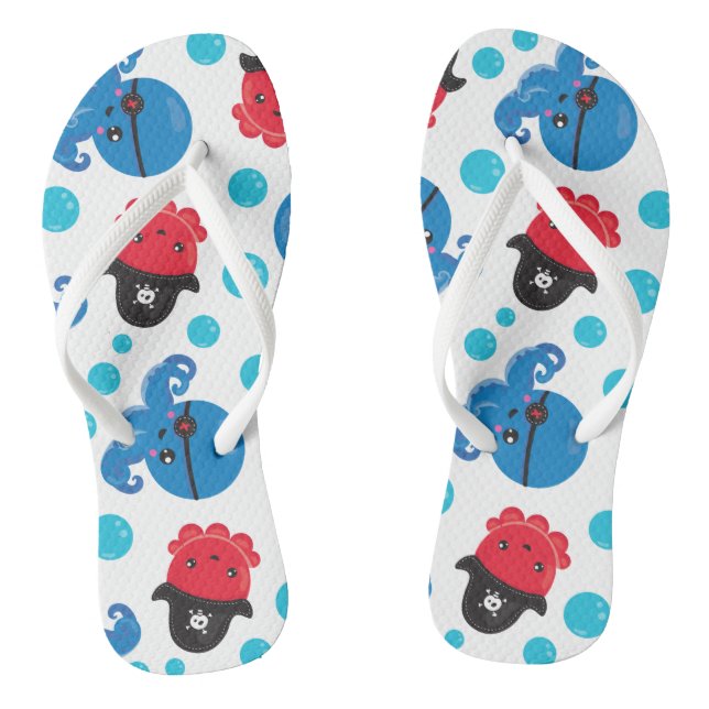Pirate Octopus, Octopus Pattern, Sea Animals Thongs (Footbed)