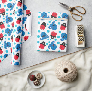 Pirate Octopus, Octopus Pattern, Sea Animals Wrapping Paper