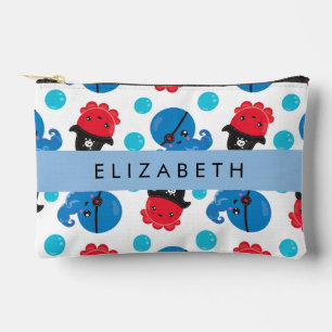 Pirate Octopus, Octopus Pattern, Sea, Your Name Accessory Pouch